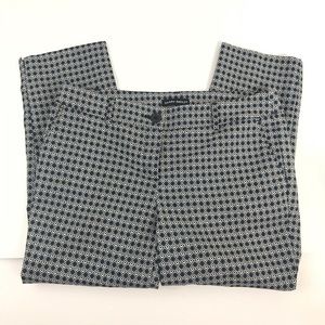 Hilary Radley Geometric Print Ankle Pants Sz 8 Blue White Black